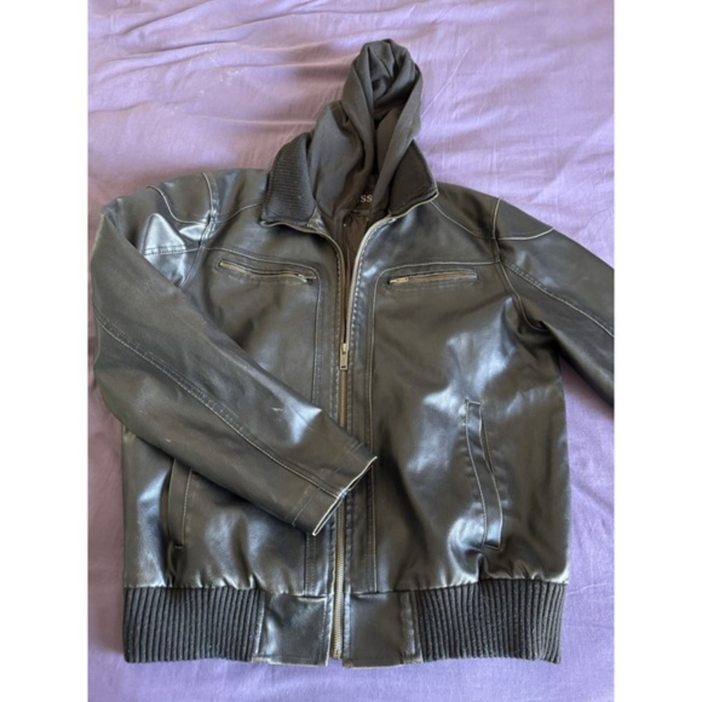 Men's Leather Jacket With Liner Guess Size Large‎